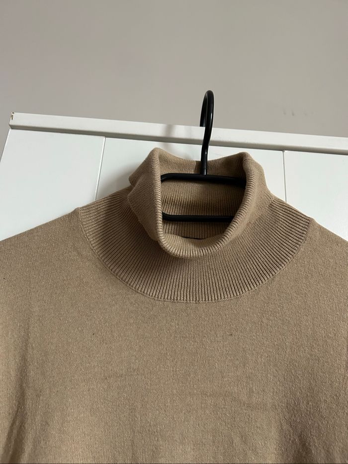 Pull col roulé beige uni Homme Bizzbee Taille XL - photo numéro 5