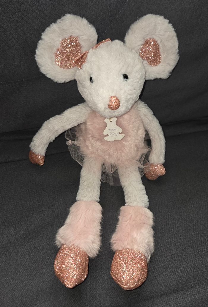 Doudou peluche souris rose danseuse étoile 37 cm - Histoire d'ours