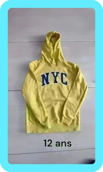 Sweat à capuche jaune NYC H&M 12 ans | Style urbain et décontracté 🗽