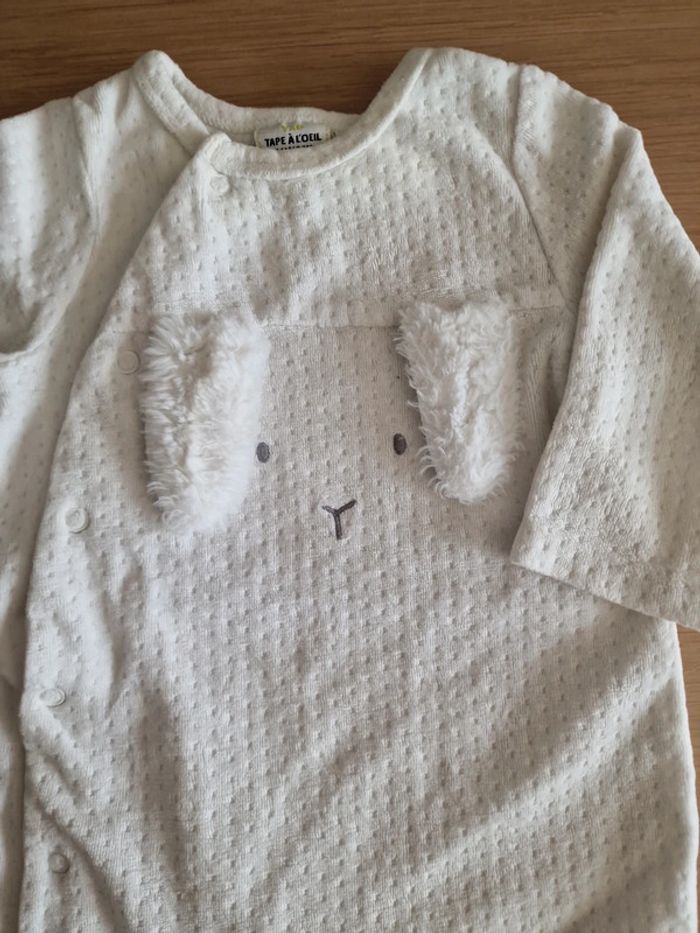 Pyjama blanc lapin 6 mois tao - photo numéro 2