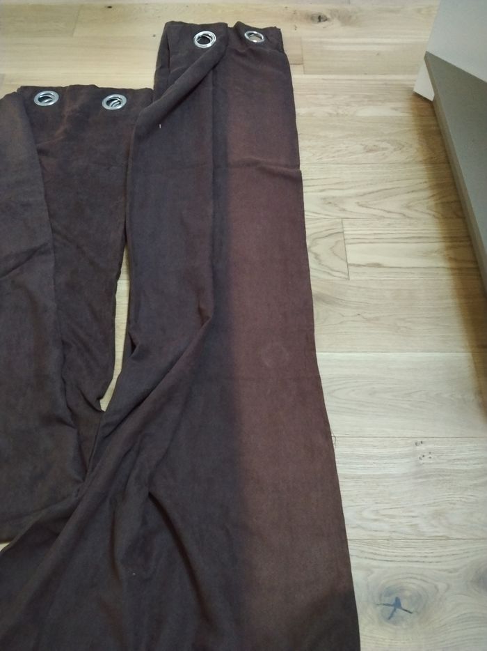 Paire de rideaux marron à oeillets - photo numéro 3