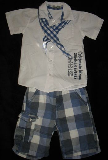 ENSEMBLE 3 PIÈCES GARÇON : CHEMISE MC + BERMUDA + FOULARD "TAPE A L’ŒIL" - 6 ANS - n°03