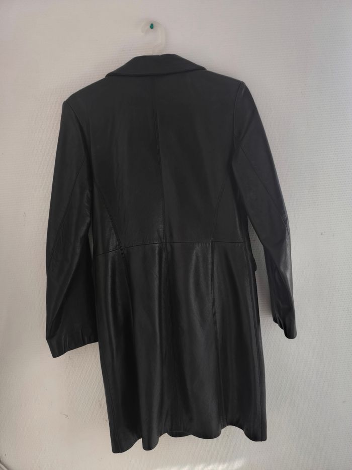 Veste noire en cuir véritable - photo numéro 6