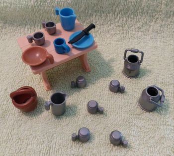 lot Playmobil vaisselle pique-nique table verre cruche pot à lait assiette jardin ustensiles