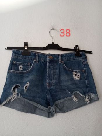 Short jeans troué griffé femme 38