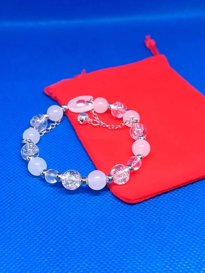 Bracelet perles blanches et transparentes lune - photo numéro 3