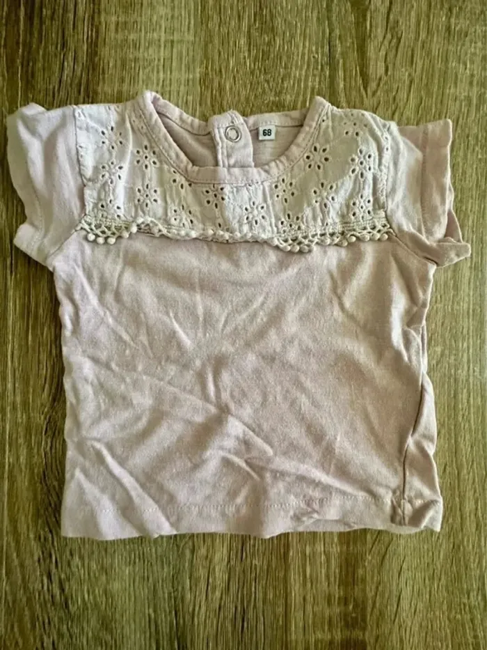 T-shirt manche courte lilas 6 mois - photo numéro 2