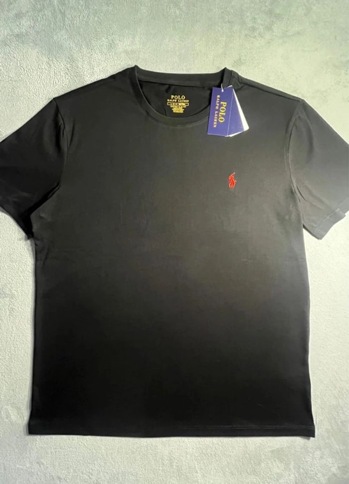 T-shirt Ralph Lauren Crewneck Embroidered Black Red Poney – Taille L - photo numéro 2