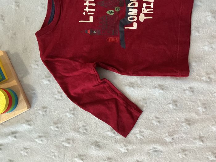 teeshirt manches longues bordeaux dessin et inscription devant 6 mois bout'chou - photo numéro 6