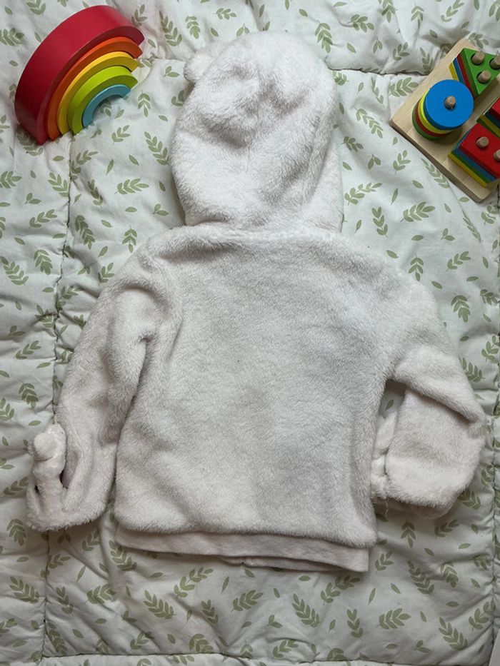 gilet polaire zippé à capuche gants intégrés blanc gémo 24 mois - photo numéro 7