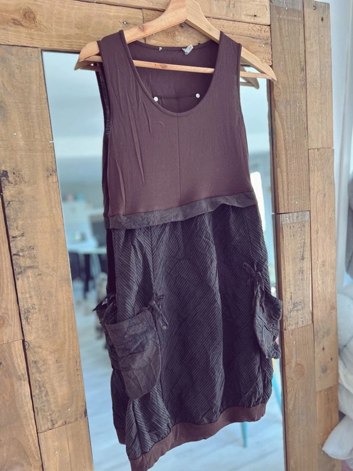 Robe femme noire et marron - photo numéro 3
