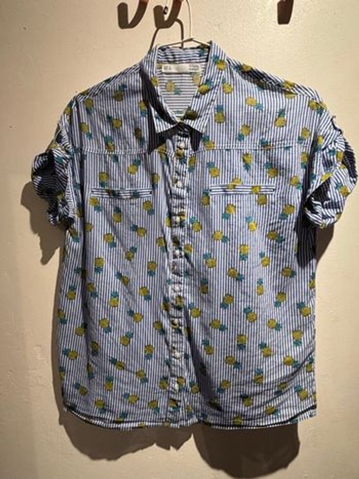 Chemise manches courtes ananas 100% coton