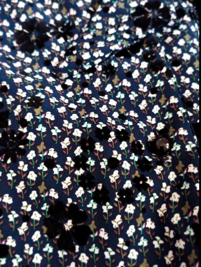 Chemisier fleuri lavallière - Marine - Kookaï - 36 - Parfait état - photo numéro 7