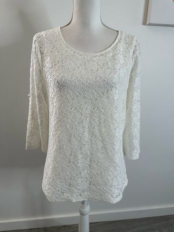 Blouse en dentelle blanc crème Damart T42/44 XL/XXL
