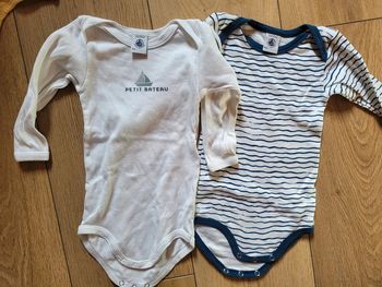 Lot 2 bodies petit bateau 12 mois tbe