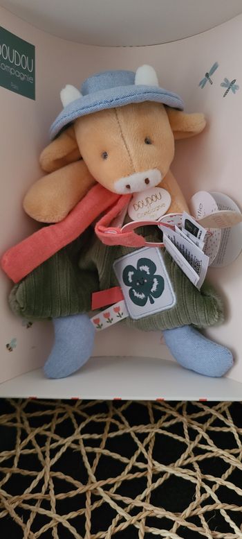 Doudou attache-sucette Vache Anette - 19 cm doudou et compagnie