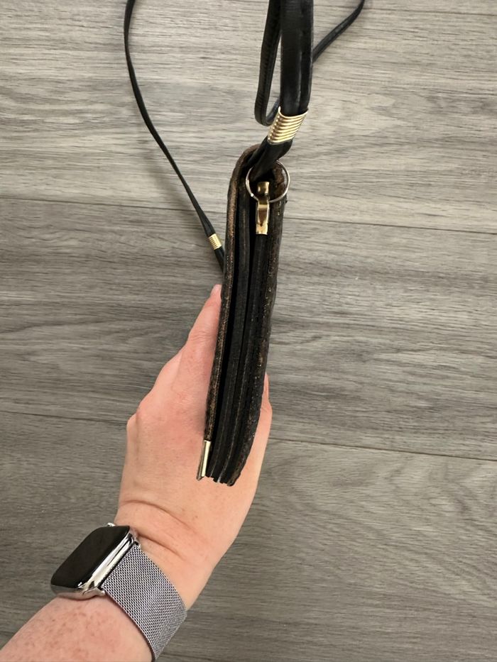 Pochette en cuir de vachette embossée noire Vintage - photo numéro 8