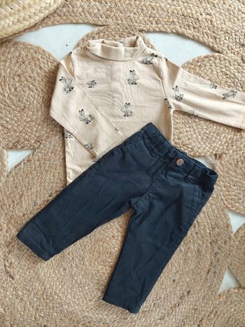 Ensemble sous-pull lapins Kiabi et pantalon Bout'chou garçon 6 mois
