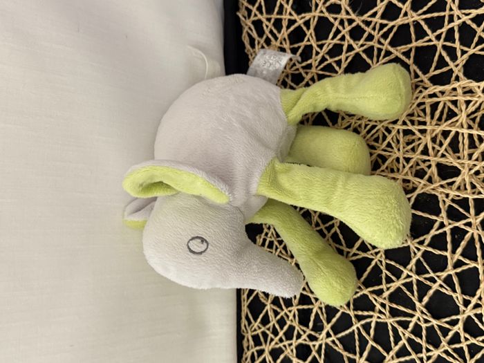 Doudou éléphant blanc vert étoiles GRAIN DE BLE - photo numéro 5