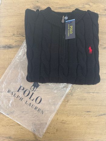 Pull Ralph Lauren, torsade, zip, noir