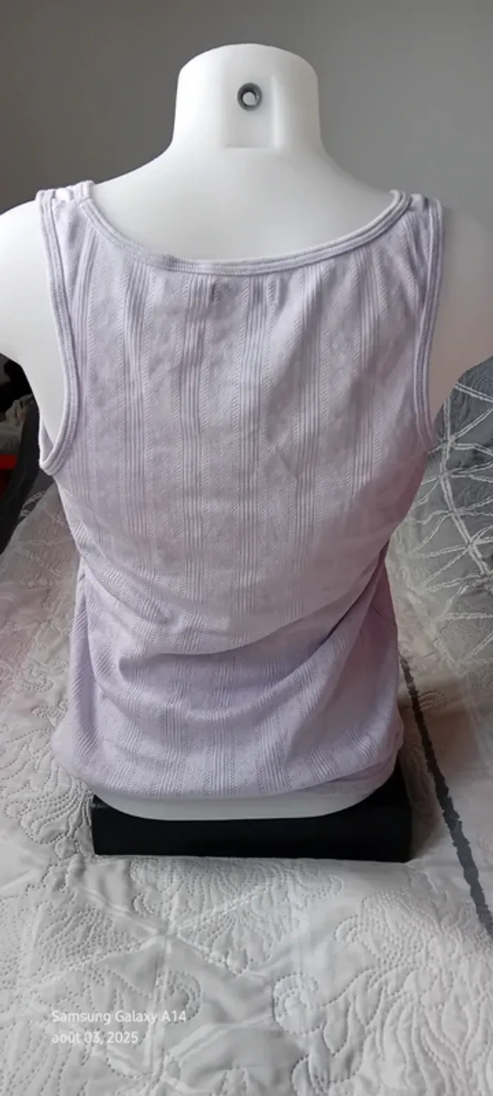 Débardeur en coton motif rayures losanges ajouré mauve femme 42/44 edeis la redoute - photo numéro 6