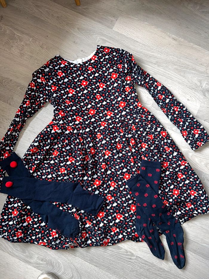 Ensemble Robe jacadi velours hiver fleurs 12 ans chaussettes hautes 35-38 - photo numéro 7