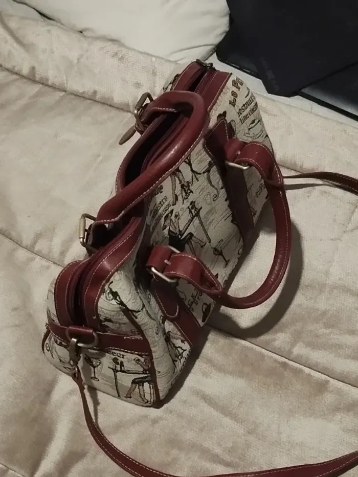 sac à main bandoulière cuir et toile épaisse imprimée  7564052210 - photo numéro 2