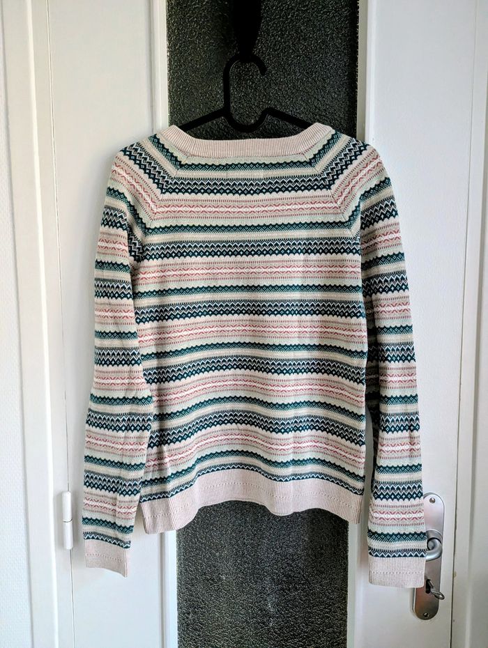 Pull springfield rayé taille 36 rose vert - photo numéro 2