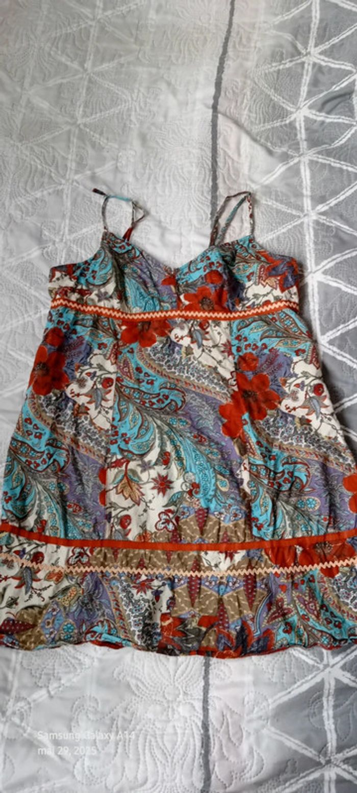 Tunique longue fines bretelles motif floral avec paillettes bordeaux femme 38/40 promod - photo numéro 10