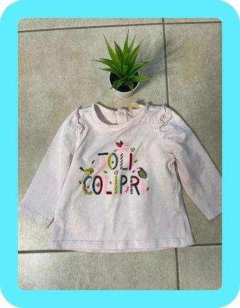 T-shirt manches longues 6 mois rose pale du pareil au même