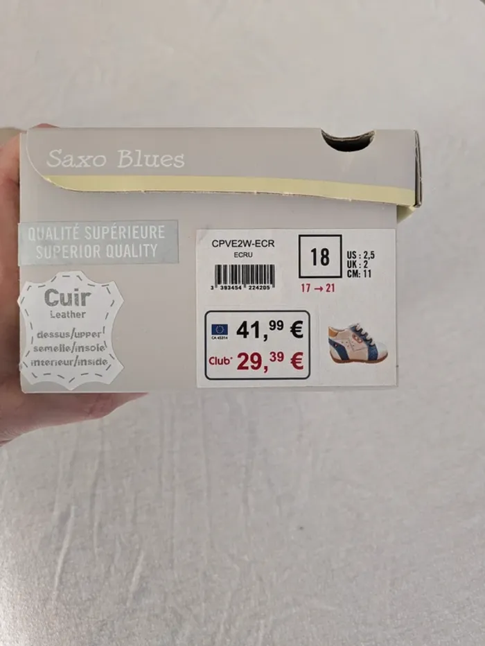 Chaussures bébé Saxo Blues - Cuir - Taille 18 - Beige & Bleu Jean - photo numéro 4