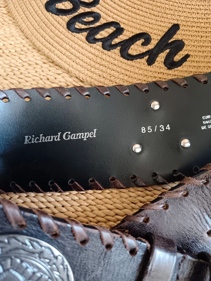 Richard Gampel | ceinture large cuir marron | t. 85 - photo numéro 8