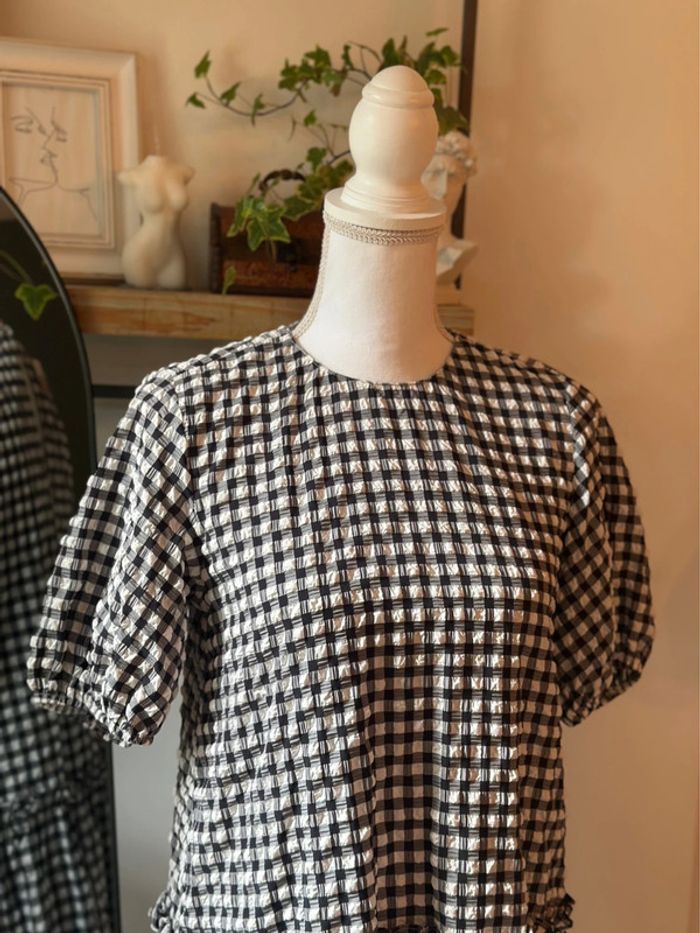Robe à carreaux noire et blanche Zara taille XS oversize - photo numéro 3