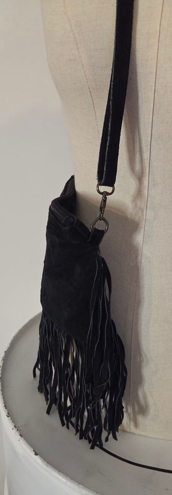 Sac Bandoulière Cuir Véritable à Franges – Made in Italy – Style Bohème / Western