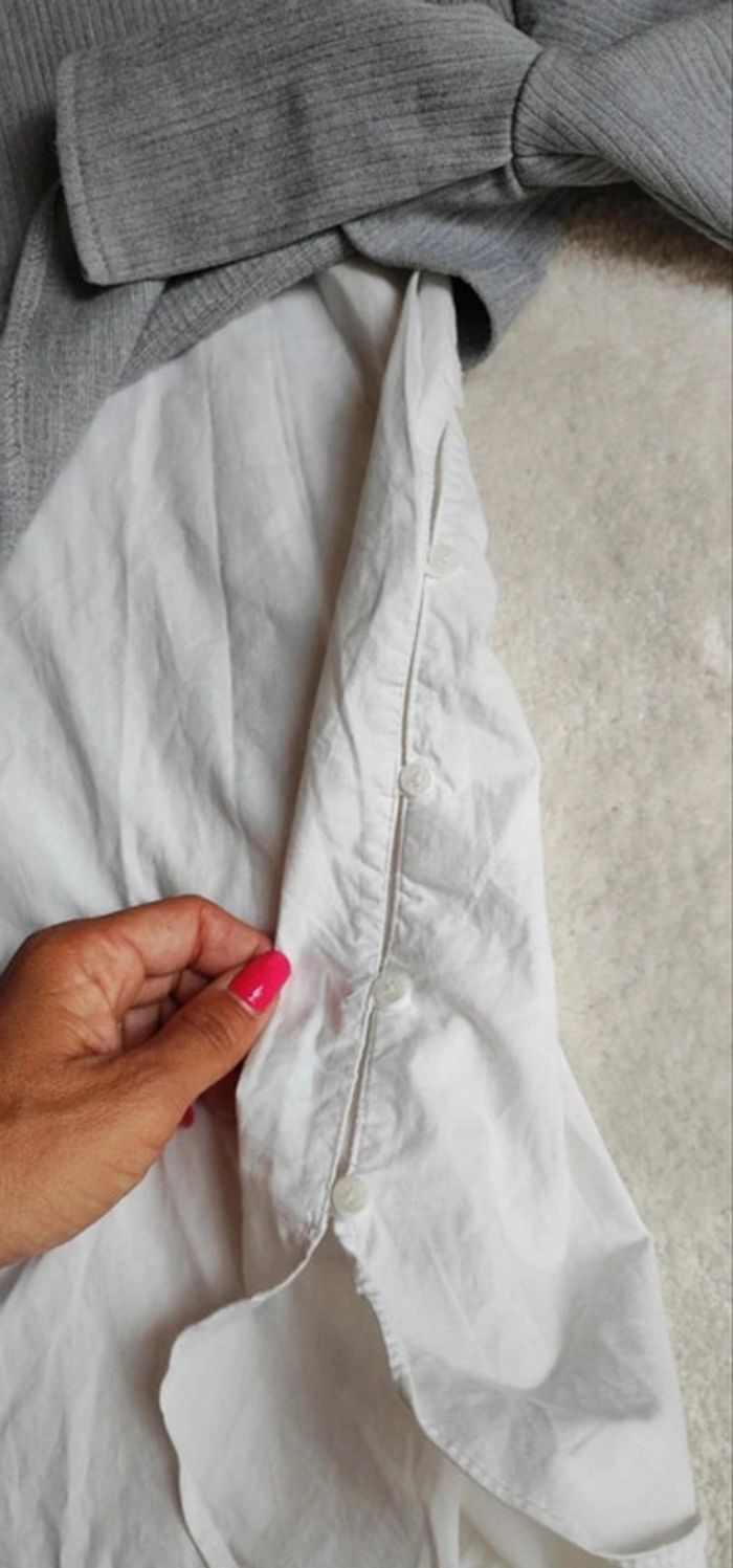 Pull chemise Zara trafaluc M gris blanc - photo numéro 6