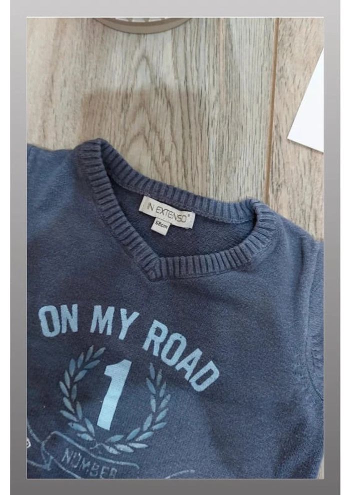 Pull in extenso 6 mois bleu gris - photo numéro 2