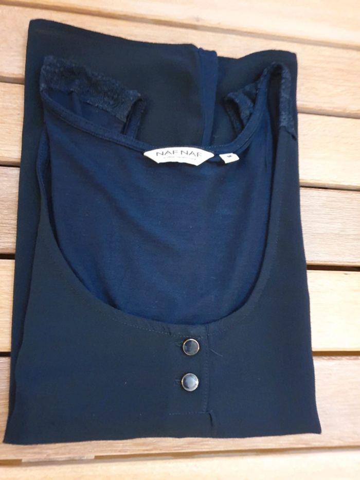 Top Naf naf bleu marine taille M avec dentelle - photo numéro 2