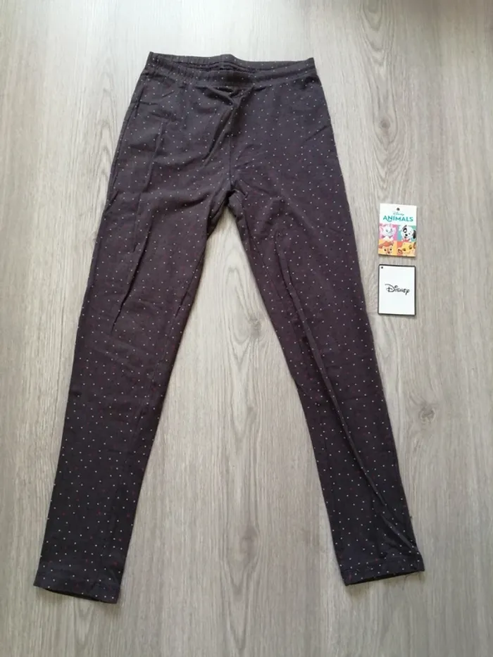Legging marron à pois rose, violet et noir / sans marque / (10ans)