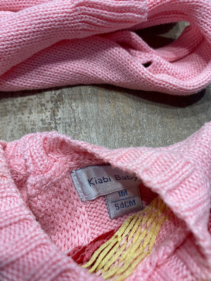 Gilet laine + écharpe bébé fille 1 mois vêtements - photo numéro 3