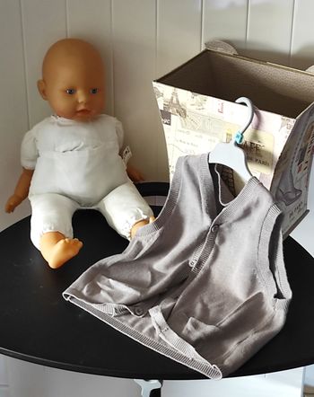 Gilet sans manches garçon 4 ans – gris & turquoise