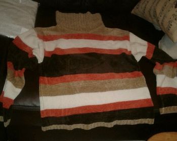 Pull rayures automne maron orange nlanc