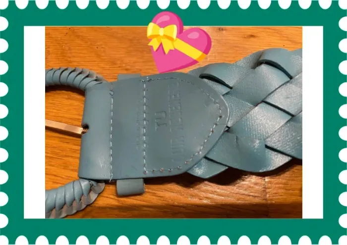 Ceinture tissée en cuir régénéré bleue neuve - photo numéro 3
