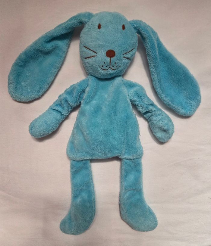 Doudou semi plat Lapin bleu turquoise DPAM - photo numéro 1
