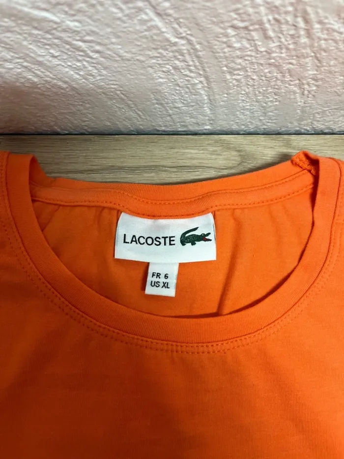 T-shirt Lacoste - couleur orange - taille XL - photo numéro 2