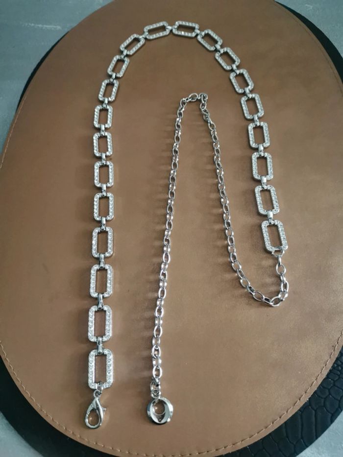 Ceinture Métal femme rectangle argenté strass