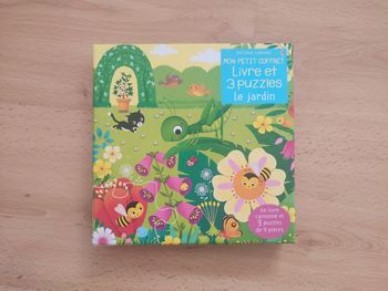 Coffret livre et 3 puzzles Le jardin usborne 