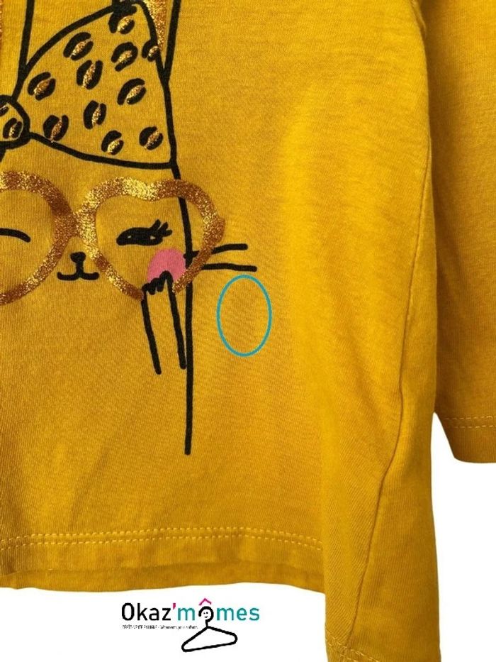 T-shirt manches longues jaune (lapin paillettes) - Bébérêve 9 mois (71cm) - photo numéro 2