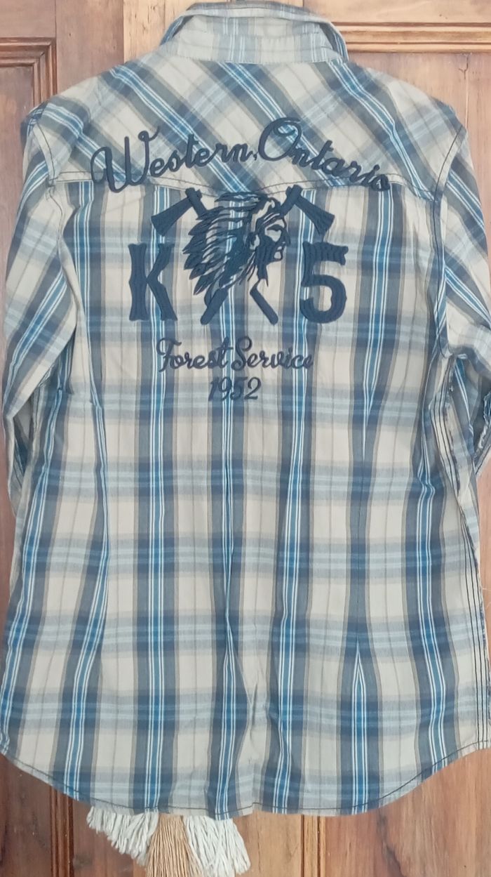 Chemise beige et bleu - photo numéro 2