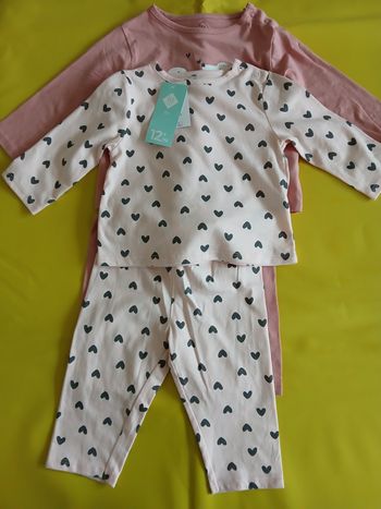 lot 2 pyjamas fille en coton tex baby 67 cm 6 mois
