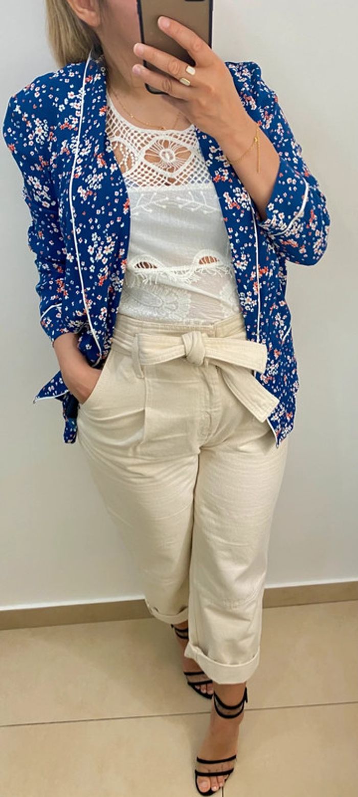 Veste kookaï fleurie légère taille 38-40 - photo numéro 3